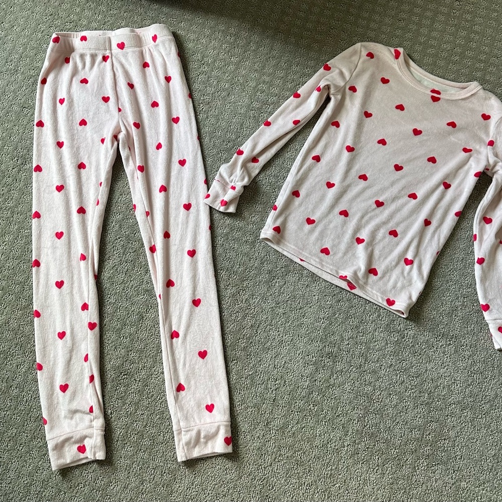 BUTTERY SOFT Heart Print Kids Pajamas sz 10